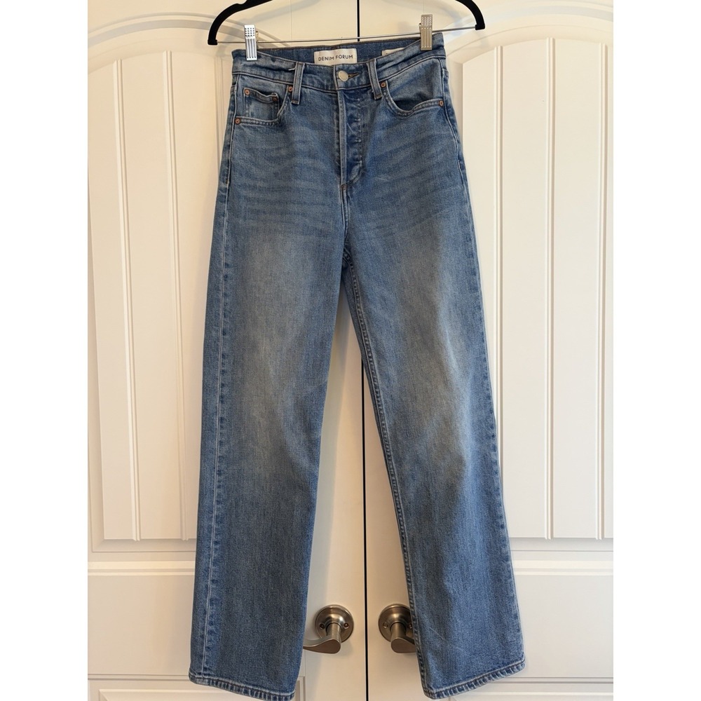 Denim Forum The Arlo High Rise Straight 28L‎ Jeans Size 25 Medium Wash Casual